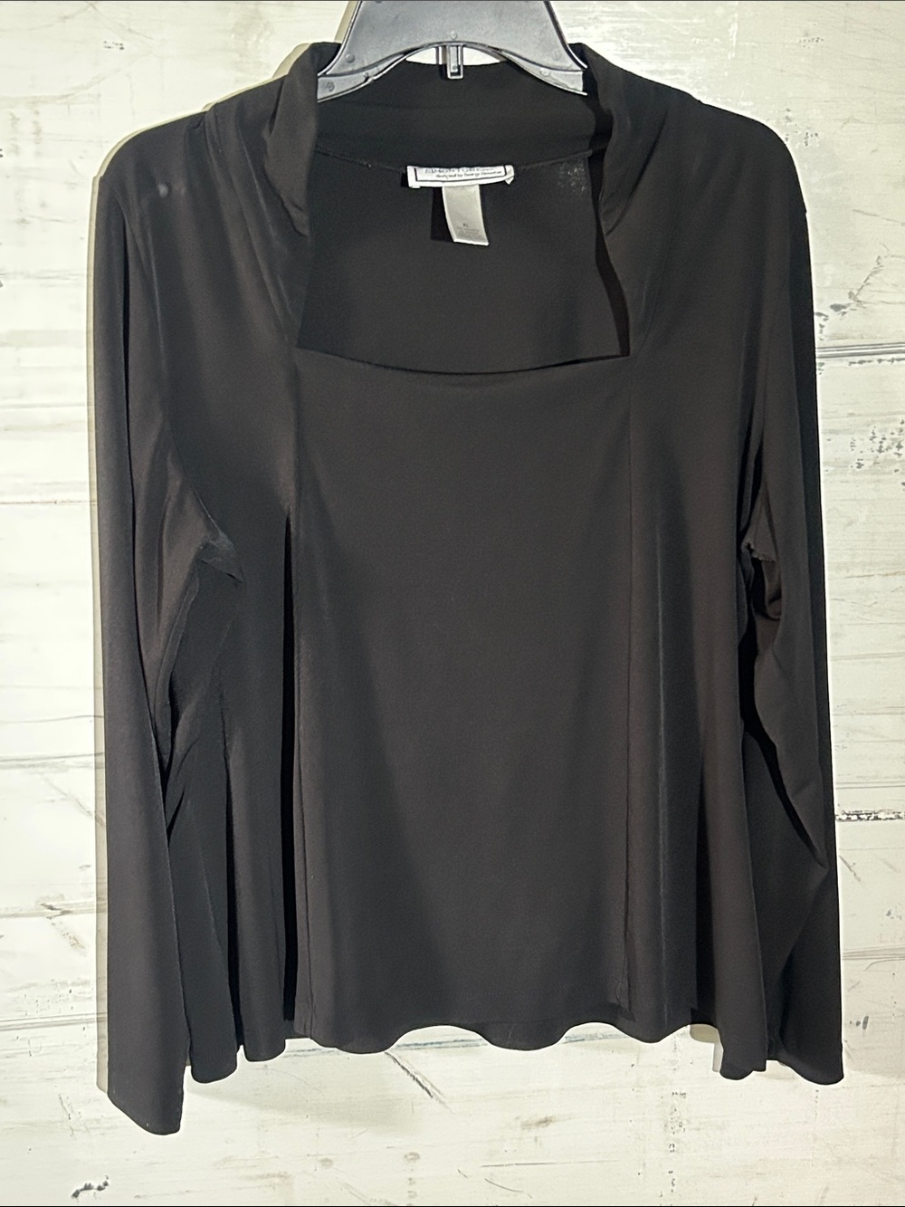 🖤💐George Simonton Black Long-Sleeve Square Neck Blouse